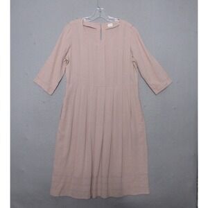 Poetry Dress 4 Pink Linen Blend Pleated Minimalist Pockets Airy Relaxed Fit